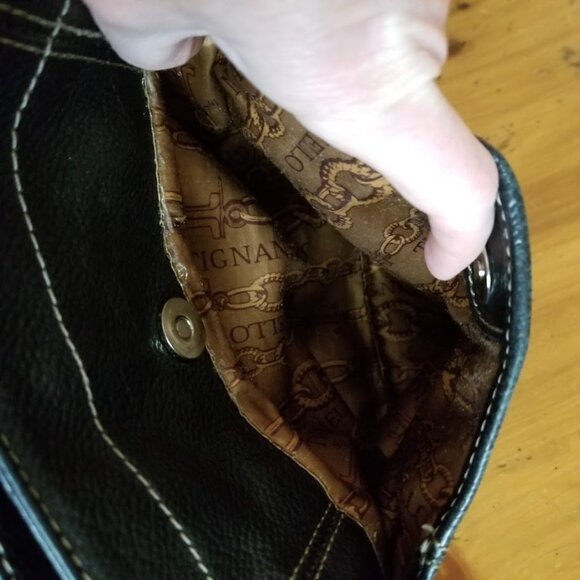 Vtg Tignanello Black Pebbled Leather Convertible Bag Tote Crossbody Bucket - Picture 9 of 15